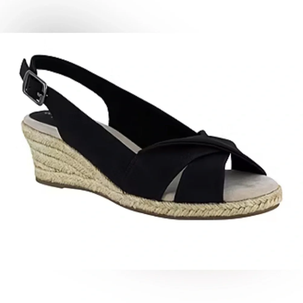 Easy Street Womens Maureen Wedge Sandals. Size‎ 9.5 Color: Black